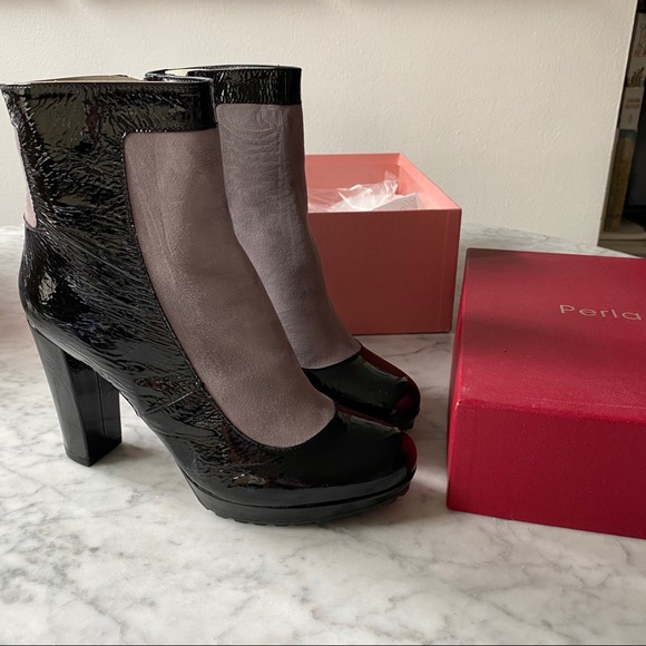 Perla Formentini Patent Suede Ankle Boot NIB - Picture 4 of 10